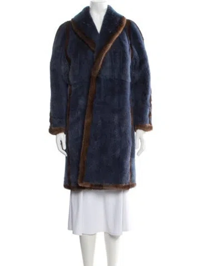 Pre-owned Etro Mink Fur Coat In Blue