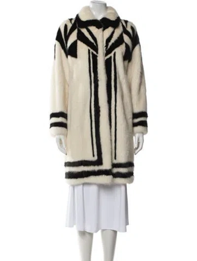 Pre-owned Etro Mink Patterned Fur Coat In Neutrals