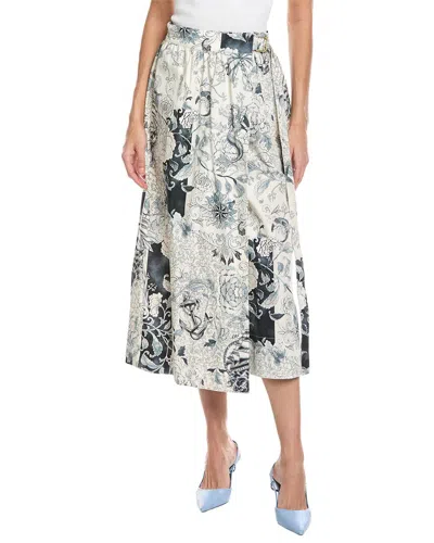 Etro Miss Print Midi Skirt In White