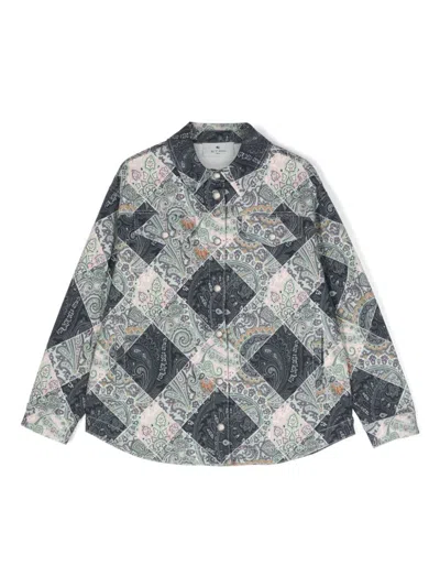 Etro Kids' Mix-print Jacket In Blue