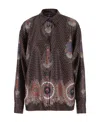Etro Mix-print Pointed-collar Silk Shirt In Black