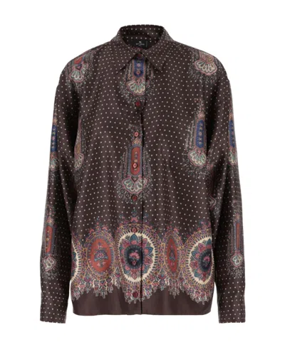 ETRO TWILL SHIRT WITH MEDALLIONS