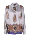 Etro Mix-print Pointed-collar Silk Shirt In Multicolor