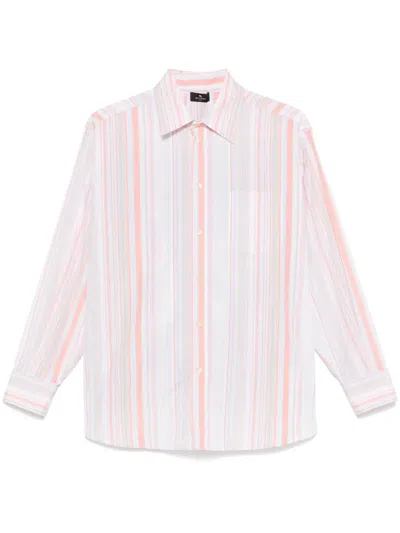 Etro Women Cotton And Silk Striped Shirt In Multicolor