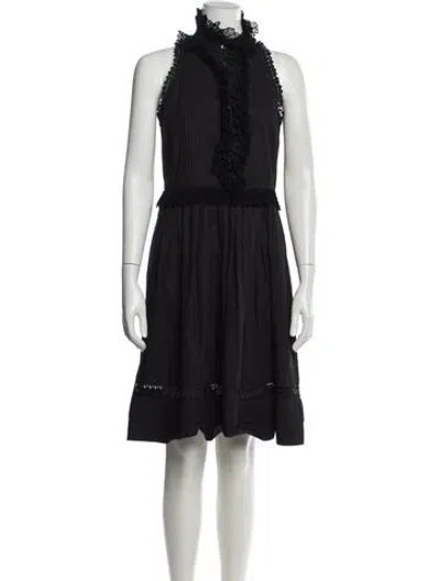 Pre-owned Etro Mock Neck Knee-length Dress In Black