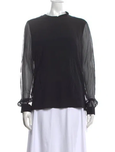 Pre-owned Etro Mock Neck Long Sleeve Blouse In Black