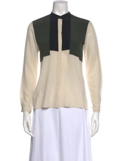 Pre-owned Etro Mock Neck Long Sleeve Blouse In Neutral