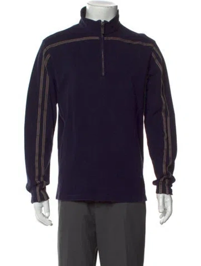 Pre-owned Etro Mock Neck Long Sleeve Pullover In Blue
