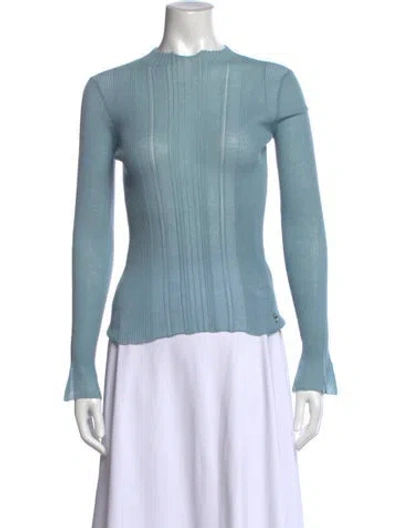 Pre-owned Etro Mock Neck Long Sleeve Top W/ Tags In Blue