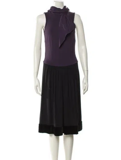Pre-owned Etro Mock Neck Midi Length Dress In Purple