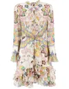 Etro Ruffled Mini Dress In Print On White Base