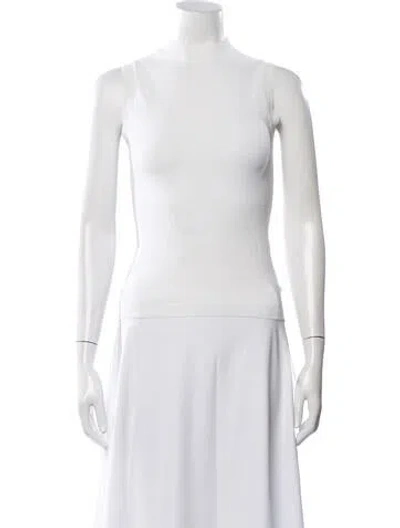 Pre-owned Etro Mock Neck Sleeveless Top In White