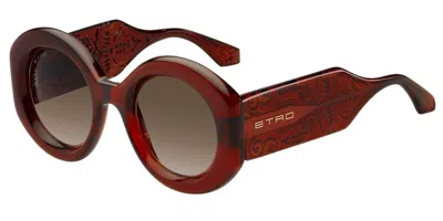 Etro Paisley-print Round-frame Sunglasses In Red