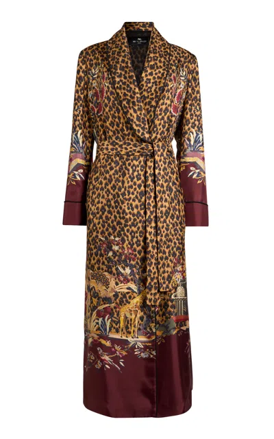 Etro Animal-printed Silk Coat In Animal Print