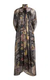 Etro Tie-neck Metallic Midi Dress In Black