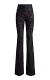 Etro Printed Stretch-velvet Flared Pants In Black