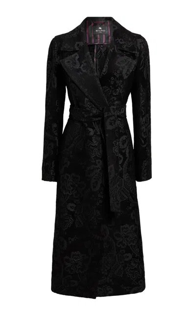 Etro Patterned Coat In Black