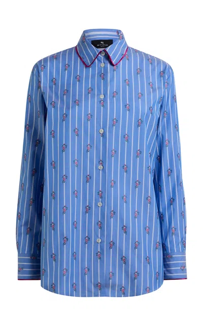 Etro Striped Cotton Button-up Shirt In Blue