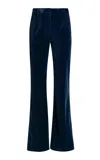 Etro Mid-rise Velvet Flared Pants In Blue