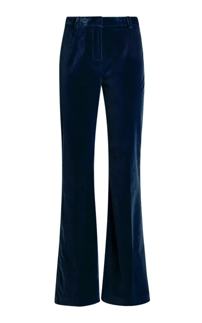 Etro Mid-rise Velvet Flared Pants In Blue