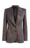 Etro Printed Cotton-blend Blazer In Blue