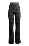 Etro Printed Knit Flared Pants In Blue