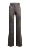 Etro Printed Cotton-blend Flared Pants In Blue