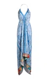 Etro Patterned Halter Neck Midi Dress In Blue