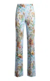 Etro Patterned Straight-leg Pants In Blue
