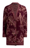Etro Patterned Wool-blend Cardigan In Burgundy