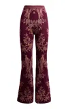 Etro Patterned Wool-blend Flared Pants In Burgundy