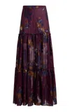 Etro Printed Silk-blend Maxi Skirt In Burgundy