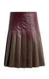 Etro Pleated Leather Knee-length Skirt In Burgundy