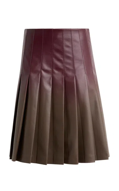 Etro Pleated Leather Knee-length Skirt In Burgundy