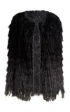 Etro Ombré Fringed Knit Jacket In Gray