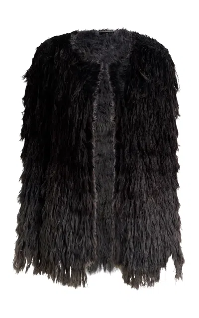 Etro Ombré Fringed Knit Jacket In Animal Print