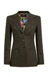 Etro Tailored Wool-blend Blazer In Green