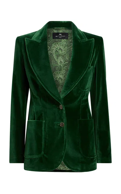 Etro Tailored Velvet Blazer In Green