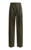 Etro Mid-rise Wool-blend Straight-leg Pants In Green