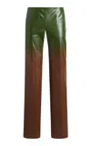Etro Ombré Leather Straight-leg Pants In Green