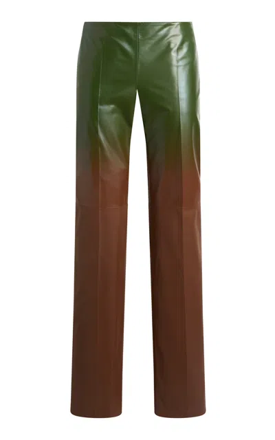 Etro Ombré Leather Straight-leg Pants In Green