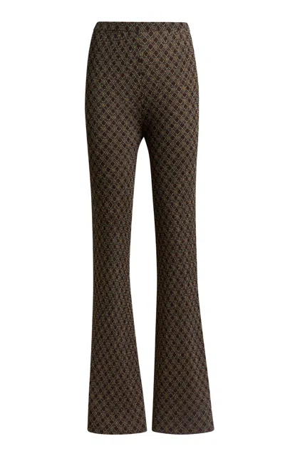 Etro Patterned Knit Flared Pants In Green