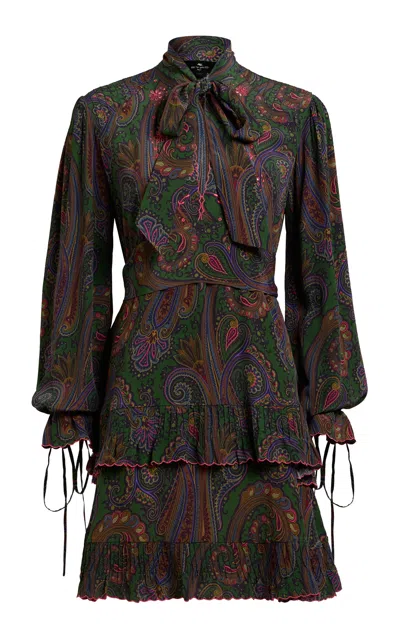 Etro Printed Knee-length Dress In Green