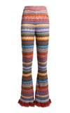 Etro Patterned Knit Cotton Flared Pants In Multi
