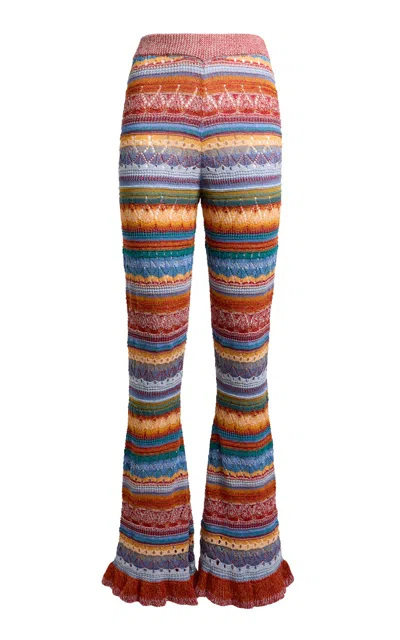 Etro Patterned Knit Cotton Flared Pants In Multi