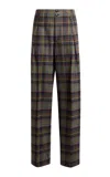Etro Plaid Stretch-wool Wide-leg Pants In Multi