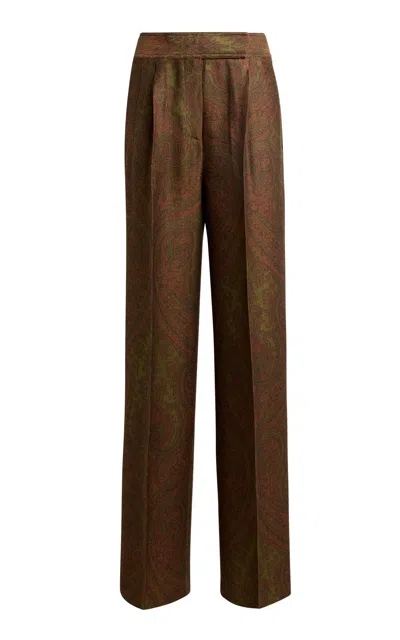 Etro Printed Wool-blend Wide-leg Pants In Multi