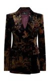 Etro Double-breasted Velvet Jacket In Multi