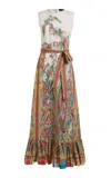 Etro Belted Cotton Maxi Dress In Multi