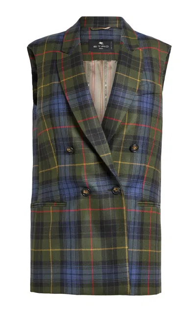 Etro Plaid Wool Vest In Multi